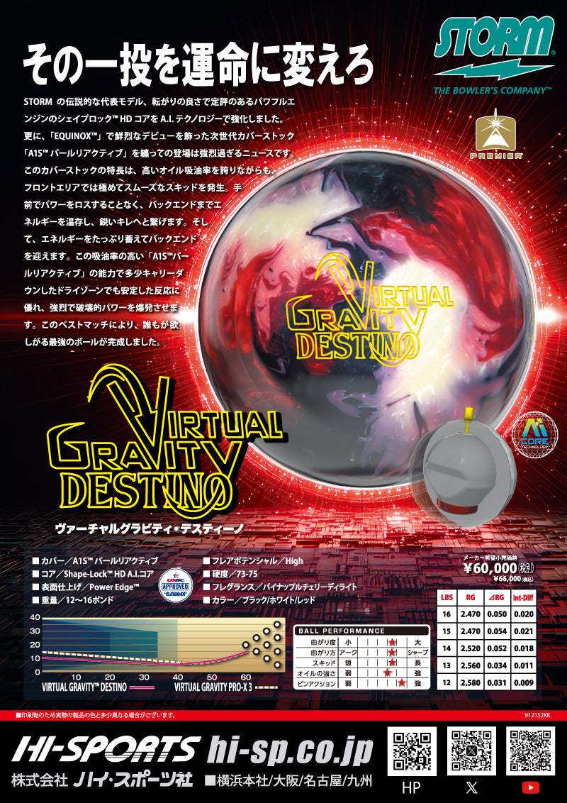 ストーム　ヴァーチャルグラビティ・デスティーノ　ボウリングボール 「K Style」ボウリング専門店　プロショップ　ボウリングボール　ボウリング用品　通販　
