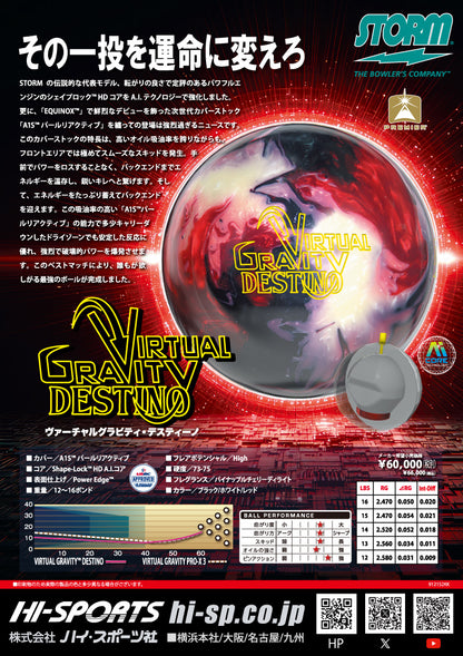 ストーム　ヴァーチャルグラビティ・デスティーノ　ボウリングボール 「K Style」ボウリング専門店　プロショップ　ボウリングボール　ボウリング用品　通販　